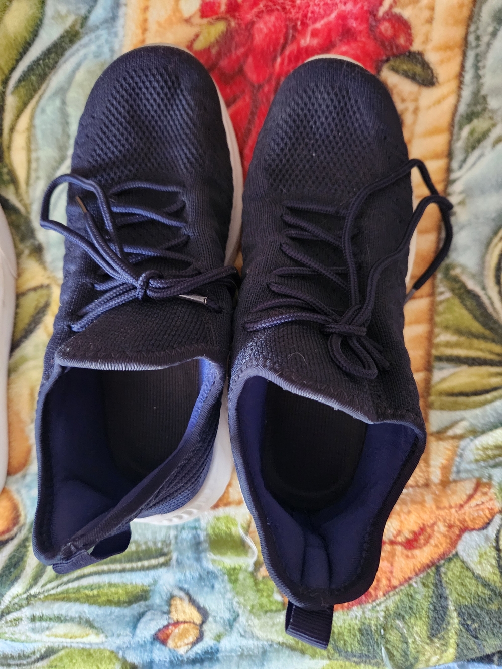 Navy Blue Knit Athletic Sneakers